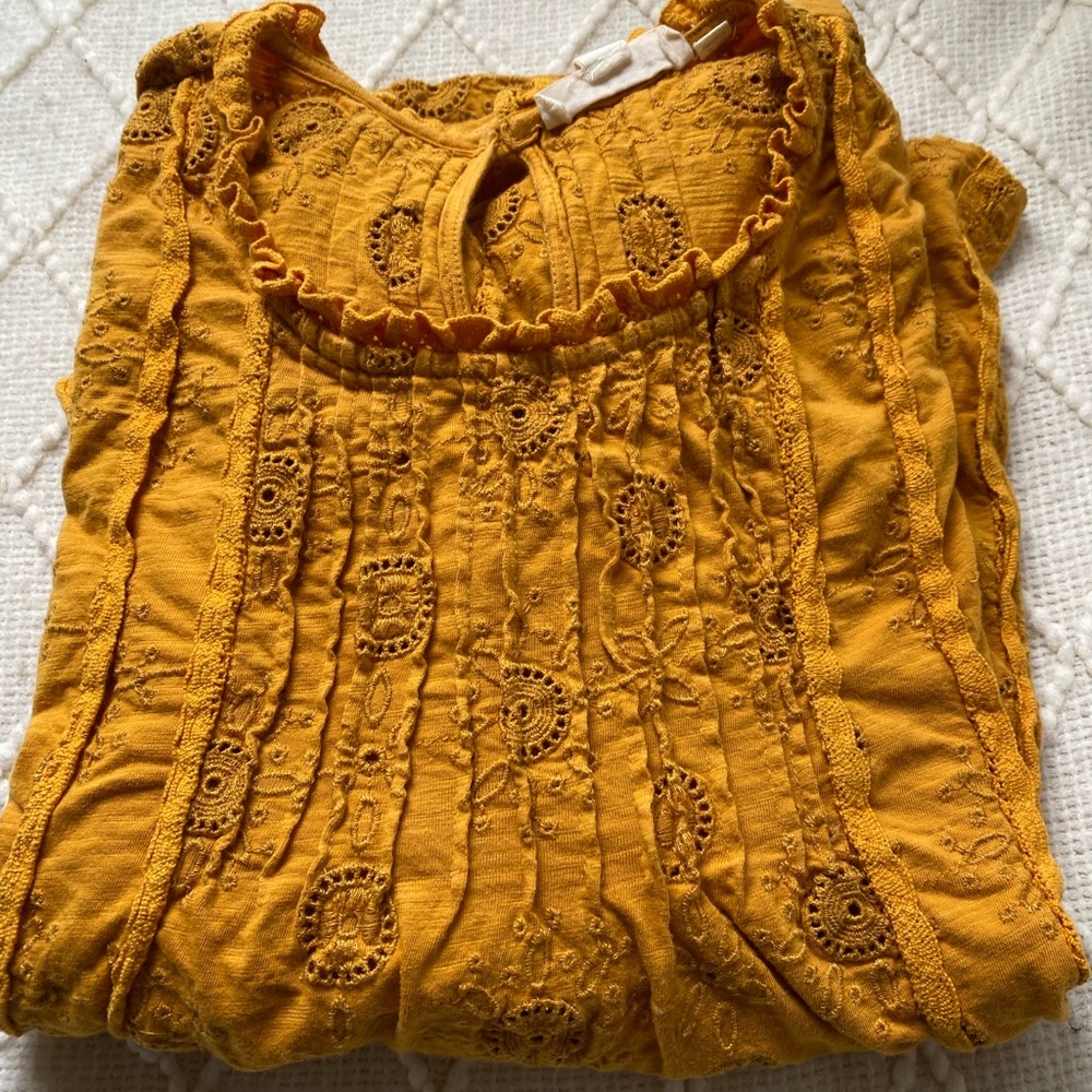 Embroidered Yellow Women's Top large/x large